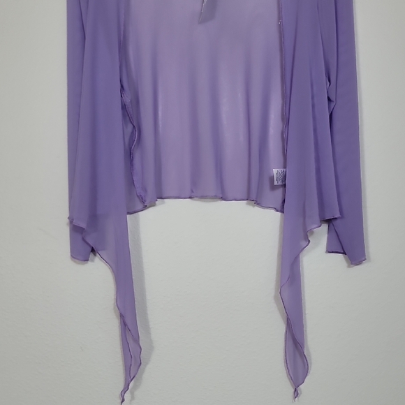 NWT Connected Apparel Sheer Tie Cardigan Bolero Size S/M Purple Mesh Y2K Fairy - Picture 10 of 13